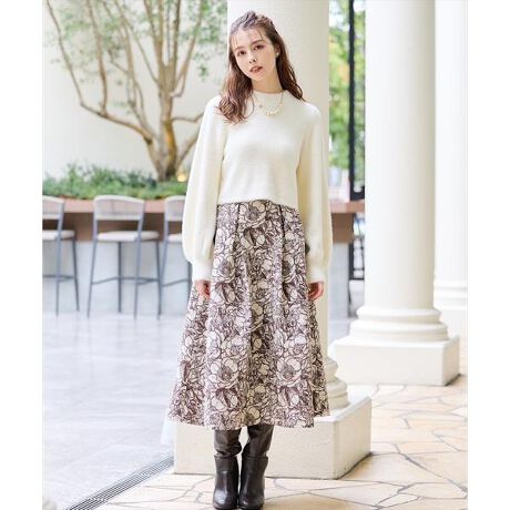 ビッグフラワージャガードフレアスカート | スウィングル(SWINGLE  