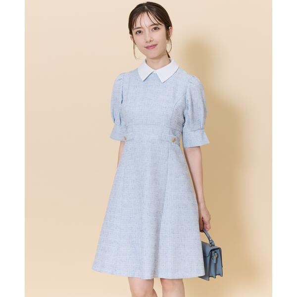 (新品未使用)2WAYバイカラー衿エレガンスツイードミニワンピース 2WAYバイカラー衿エレガンスツイードミニワンピース