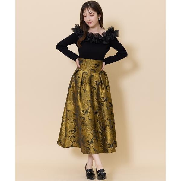 ANNA SUI アナスイ　スカート　スパンコール　刺繍　フレアスカート ANNA SUI アナスイ スカート スパンコール 刺繍 フレアスカート
