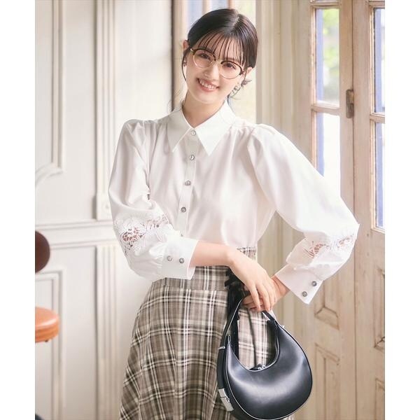 レース切替スリーブシャツブラウス | スウィングル(SWINGLE レース切替スリーブシャツブラウス | スウィングル(SWINGLE