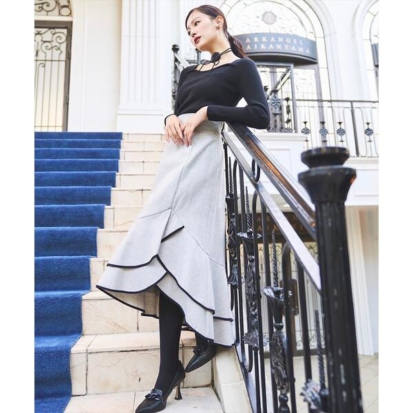 アベニールエトワール オリジナルツイード スカート ティアード フレア36 新作入荷情報〈オリジナルツイードギャザー切替スカート〉 | m-i-d