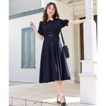 バックルベルト付きバイカラーシャツワンピース | スウィングル 
