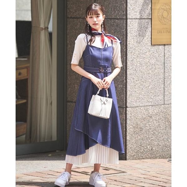 新品 スウィングル 異素材 ボウタイ レース ドッキング