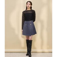 金ボタンアシメプリーツスカート