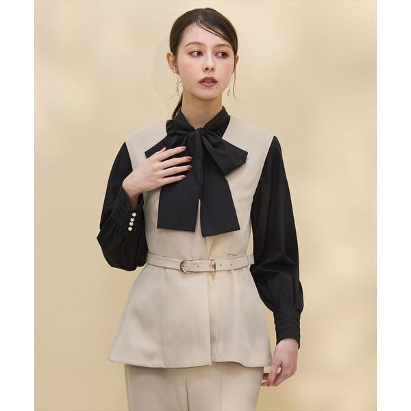 Swingle【昨季新品】FOXファー付フードショートウールコート FOXファー