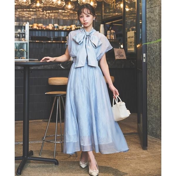 【今期新作】白襟バイカラーデザインベルテッドワンピース ネイビー swingle スウィングル SWINGLE 白襟バイカラーデザインベルテッド