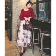 フラワープリントフレアスカート