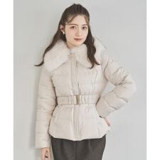 ベルト付エコファー襟ショートダウン