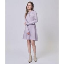 配色ポロニットミニワンピース