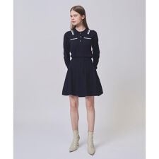 配色ポロニットミニワンピース