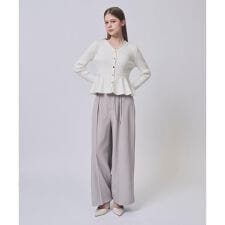 リボンベルトタックフレアワイドパンツ