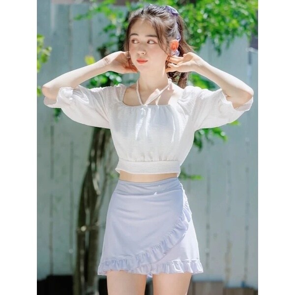 リゾートアイランド（Resort ）/袖ガーリージャガード水着 スイムウェア 2点セット 袖ガーリージャガード水着 スイムウェア 2点セット | リゾート