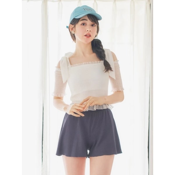 配色メロー×オフショル水着 スイムウェア 3点セット | リゾート