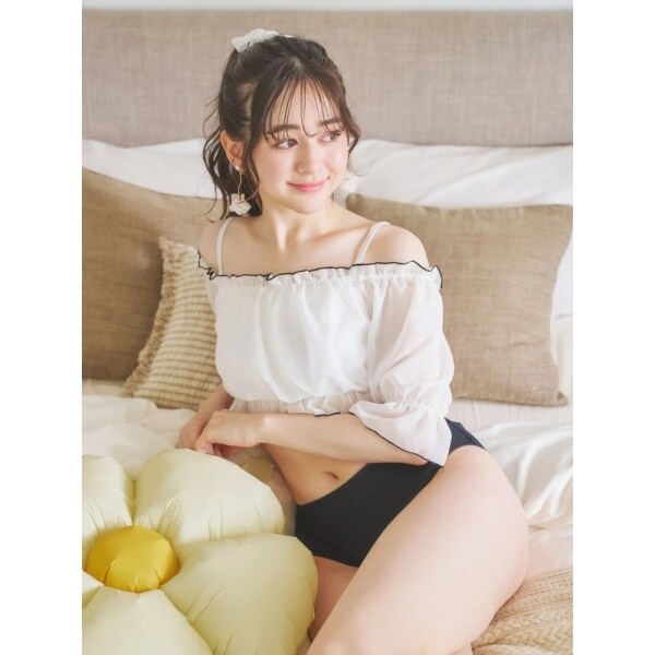 配色メロー×オフショル水着 スイムウェア 3点セット | リゾート