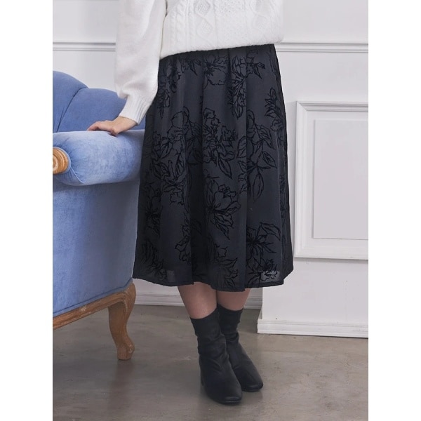 フロッキープリントフロントタックスカート | ルディックパーク(Ludic