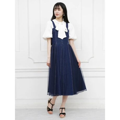 デニムチュールバックリボンジャンパースカート | ルディックパーク  