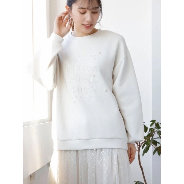 パールビーズ付きダンボールロゴ刺繍プルオーバー | ルディックパーク