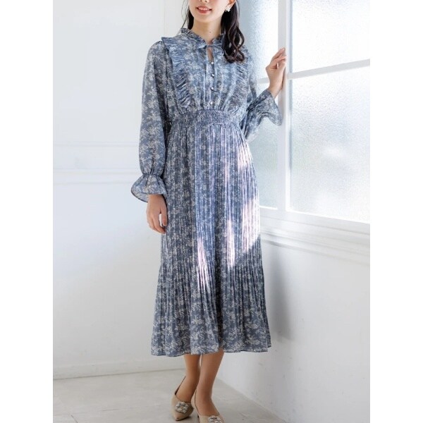 花柄フリルプリーツワンピース | ルディックパーク(Ludic Park