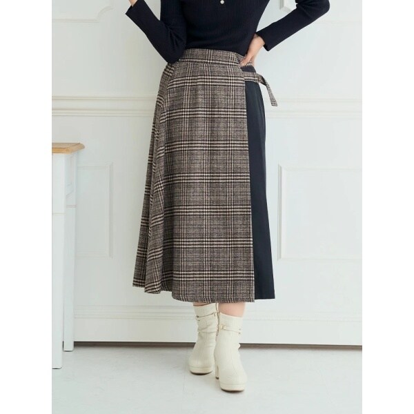 スカート 「Me＋Me/ミープラスミー」 アシンメトリーチェック柄