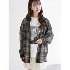 チェック柄シアーシャツ