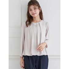 ラクケアアクセサリー付きタックバルーンブラウス