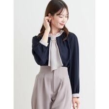 【マルチWAY】ラクケア パールアクセサリー付きボウタイブラウス