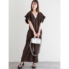 ピーチ起毛シャーリングサロペット