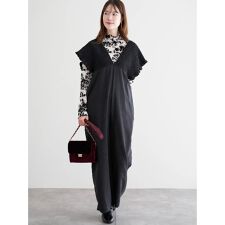 ピーチ起毛シャーリングサロペット