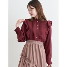 ルディックパーク(Ludic Park)のピンタックフリルブラウス(無地・チェック柄)