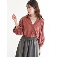 ピーチ起毛タックスリーブスキッパーシャツ