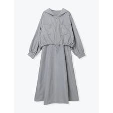 [SET]フードブルゾン×キャミワンピース（無地・チェック柄）