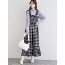 シャーリングワンピース（無地・チェック柄）