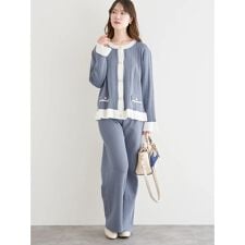 [SET]配色カーディガン×パンツセットアップ