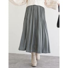 サテンギャザーロングスカート