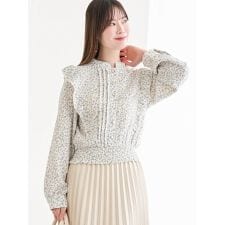 小花柄ピンタックブラウス