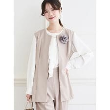 【ストレッチツイル】ペプラムベスト(セットアップ可)