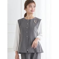 【ストレッチツイル】ノーカラーベスト(セットアップ可)