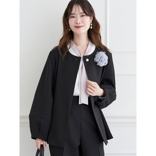 【マルチストレッチ】パールボタンポンチョジャケット(セットアップ可)