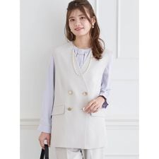 【Wクロス】Wボタンノーカラーベスト(セットアップ可)