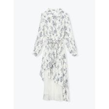 異素材アシンメトリープリーツワンピース