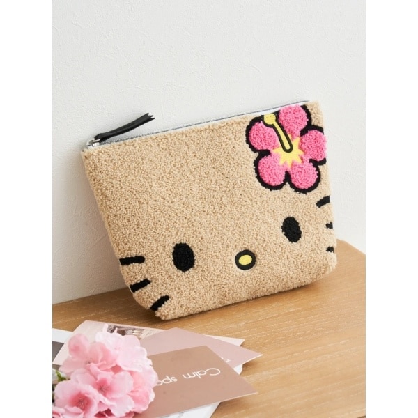 ハローキティ日焼けフェイス柄ポーチ