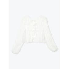 フロントリボンシアーラメブラウス