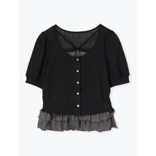 リボンレースレイヤード風フリルトップス