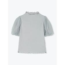 パール付きリブチュールトップス