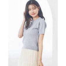 ベビーケーブルラメ半袖ニット