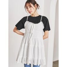 花柄刺繍ティアードキャミチュニック