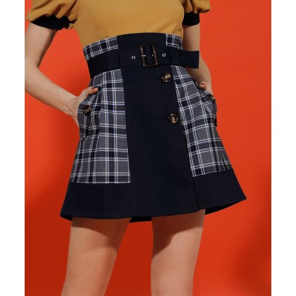 REDYAZEL ツイード台形ミニスカート レッド - ミニスカート