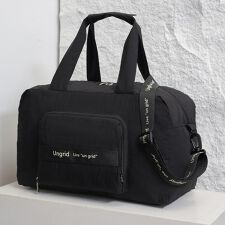 撥水軽量ソフトナイロン ロゴテープ折り畳みラージ　トラベルボストンバッグ(33L）