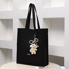 【dazzlin/ダズリン】キャンバス　リボン付き縦型トートバッグ