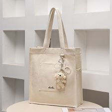 【dazzlin/ダズリン】キャンバス リボン付き縦型トートバッグ